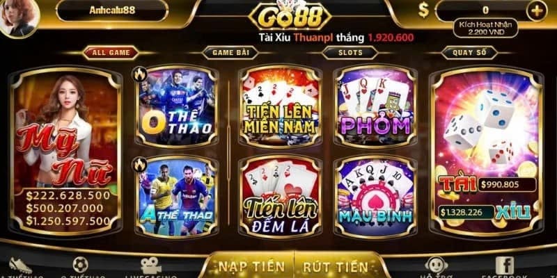 Giao diện bắt mắt thu hút người xem tại Go88